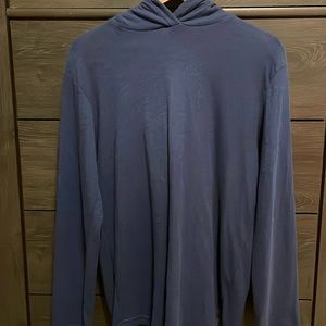 Large Slim Navy Hooded Shirt - Lightweight Sweater